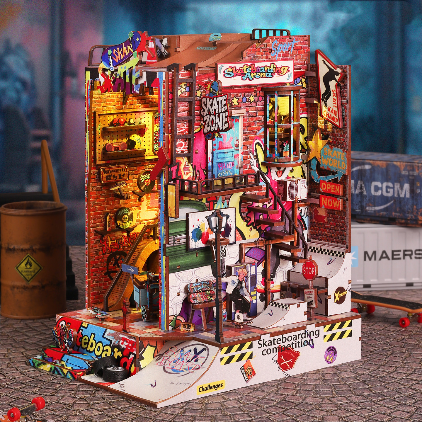 Model Kit Competition - DIY Wooden Skateboarding Competition Book Nook