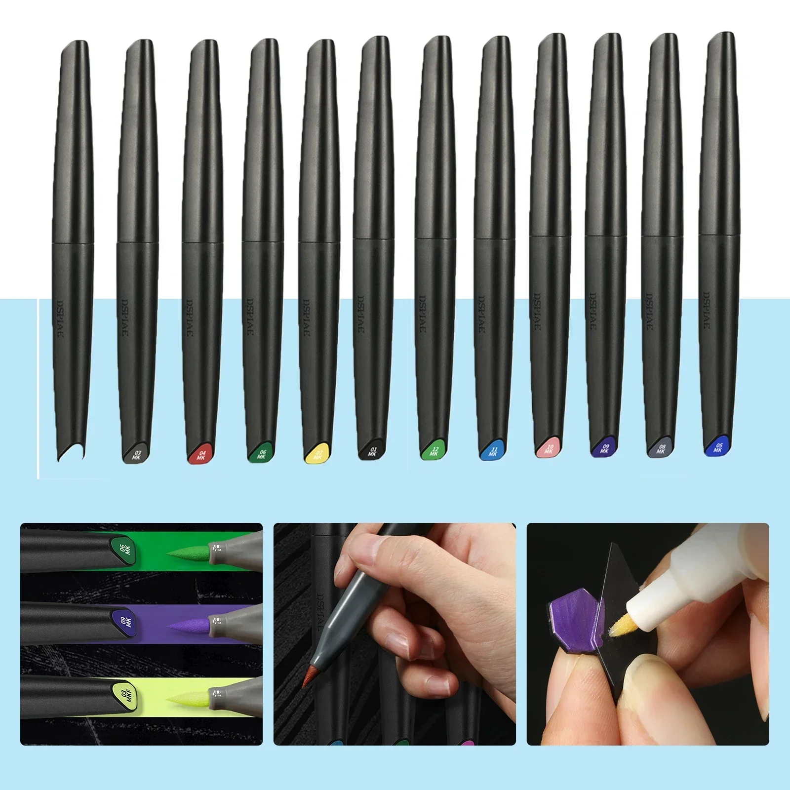 Model Kit Paint Set - Dspiae 12 Colors Brush Pen Set