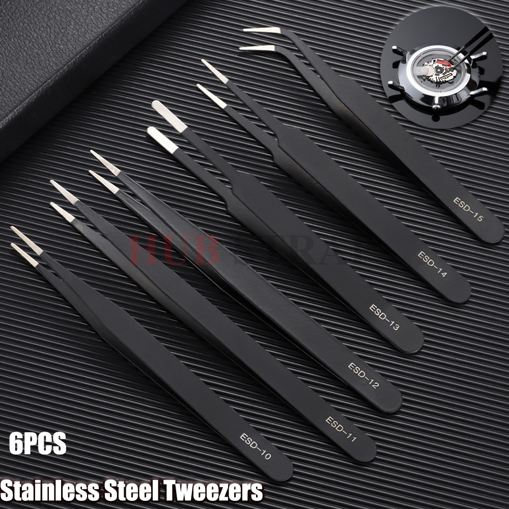 6pcs Anti-Static Stainless Ste - Model Kit Tweezers ulasan dan harga