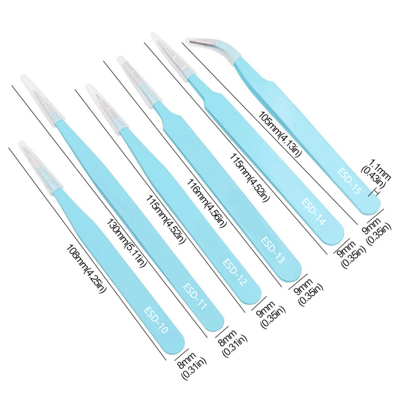 6PCs ESD Anti-Static Stainless - Model Kit Tweezers ulasan dan harga