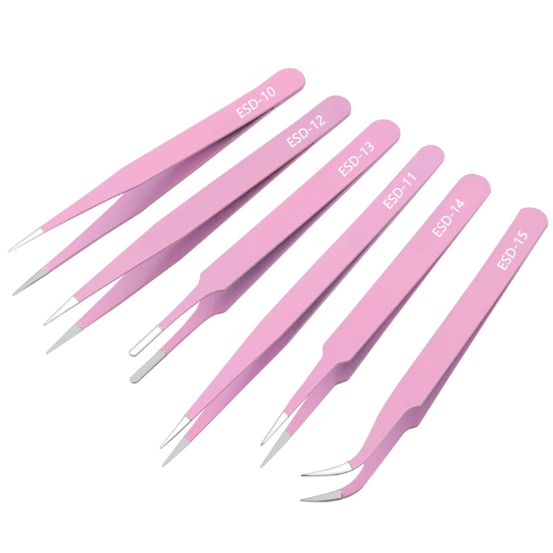6PCs ESD Anti-Static Stainless - Model Kit Tweezers ulasan dan harga